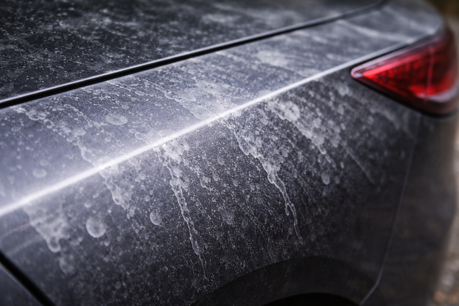 Traces blanches calcaire sur peinture - detailing Precious Cars